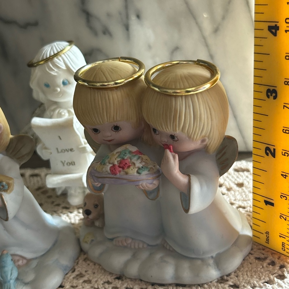 Angel Figurines Bundle of 3 Gold Halos Sweet Faces Friendship Confirmation Love - Picture 13 of 13